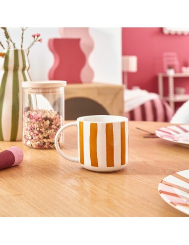 TAZZE CAFFE' E LATTE: vendita online Tazza Chéri 34 cl, newbone assortita, 13,5 x 8 x 9,2 cm, colori rosa verde ocra in offerta
