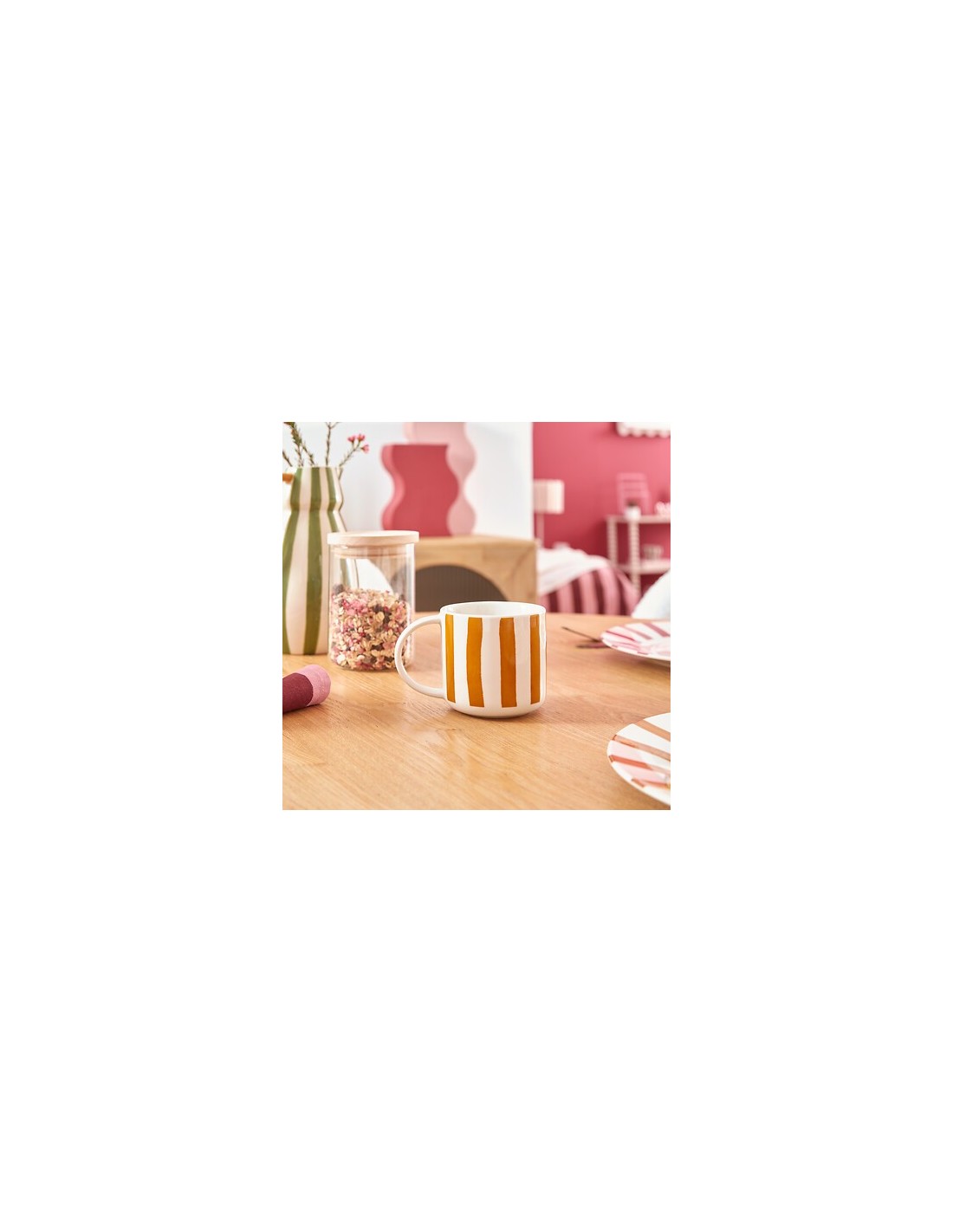 TAZZE CAFFE' E LATTE: vendita online Tazza Chéri 34 cl, newbone assortita, 13,5 x 8 x 9,2 cm, colori rosa verde ocra in offerta
