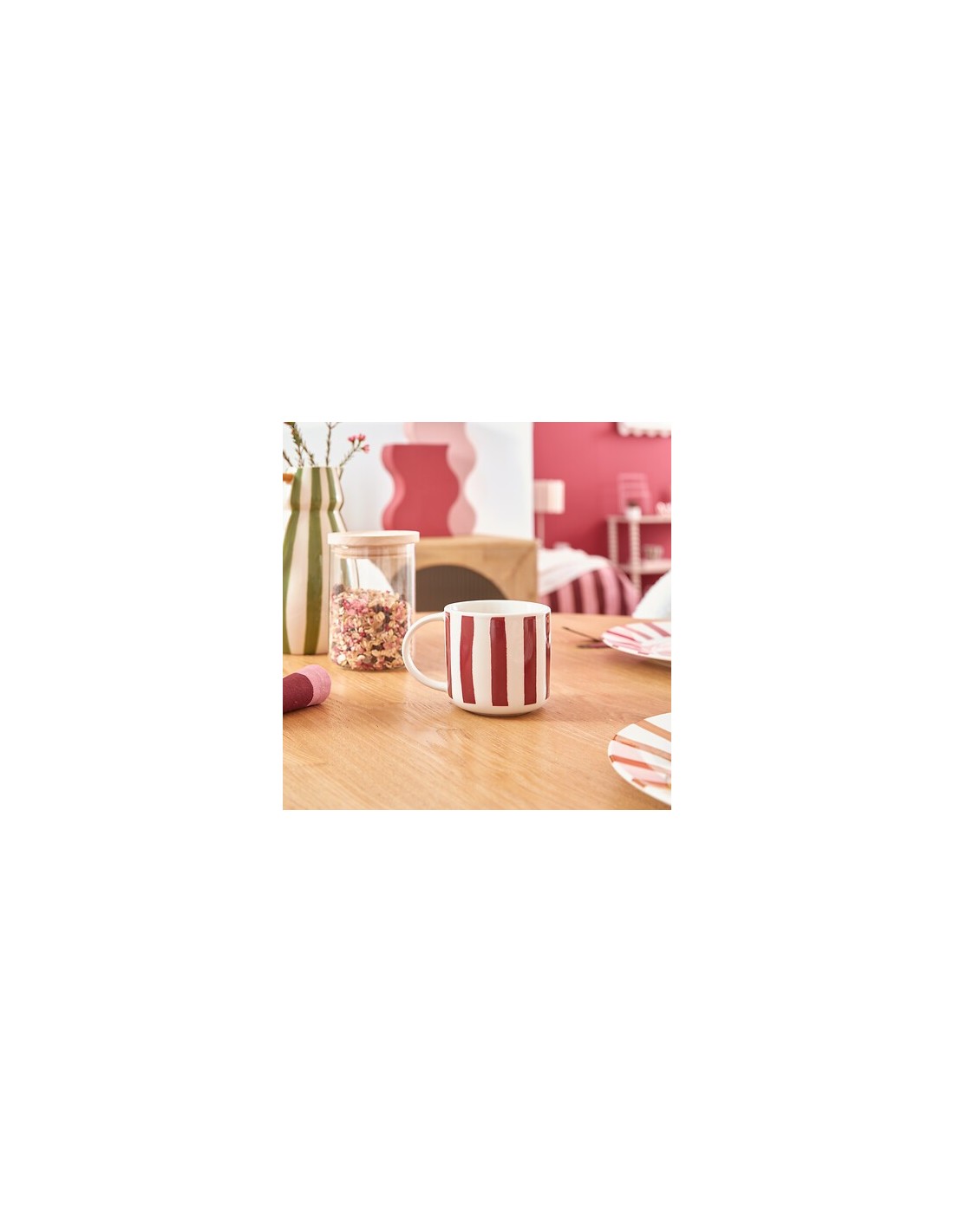 TAZZE CAFFE' E LATTE: vendita online Tazza Chéri 34 cl, newbone assortita, 13,5 x 8 x 9,2 cm, colori rosa verde ocra in offerta