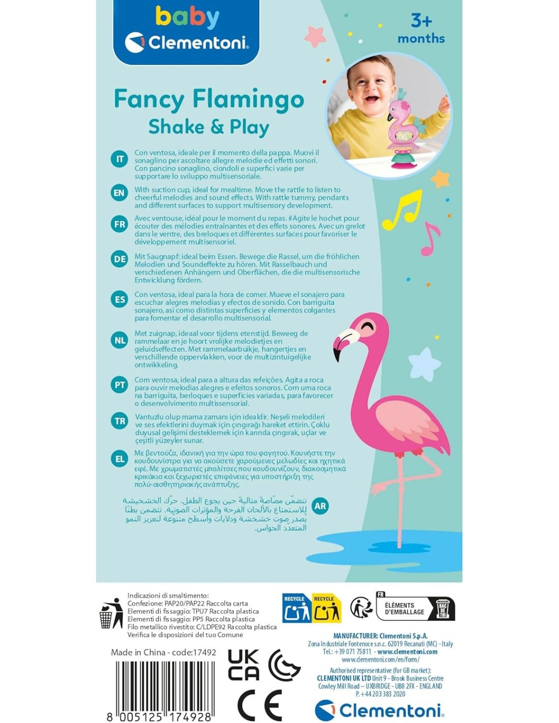 INFANZIA: vendita online Clementoni Fancy Flamingo Sonaglino Interattivo per Prima Infanzia – Melodie e Colori Stimolanti in ...