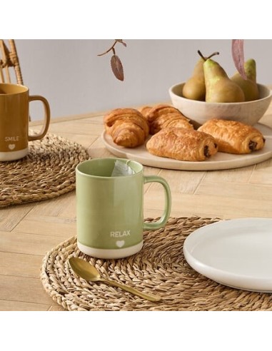 TAZZE CAFFE' E LATTE: vendita online Tazza Relax 42 cl, Newbone assortita, 12 x 8,3 x 10,5 cm, love terracotta mustard in off...