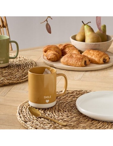 TAZZE CAFFE' E LATTE: vendita online Tazza Relax 42 cl, Newbone assortita, 12 x 8,3 x 10,5 cm, love terracotta mustard in off...