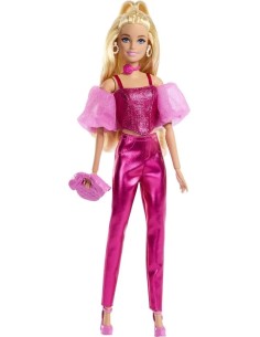 GIOCATTOLO PUBBLICIZZATO: vendita online Barbie Fashionista Deluxe Metallic Bionda – Abito Rosa Metallizzato e Accessori in o... 2