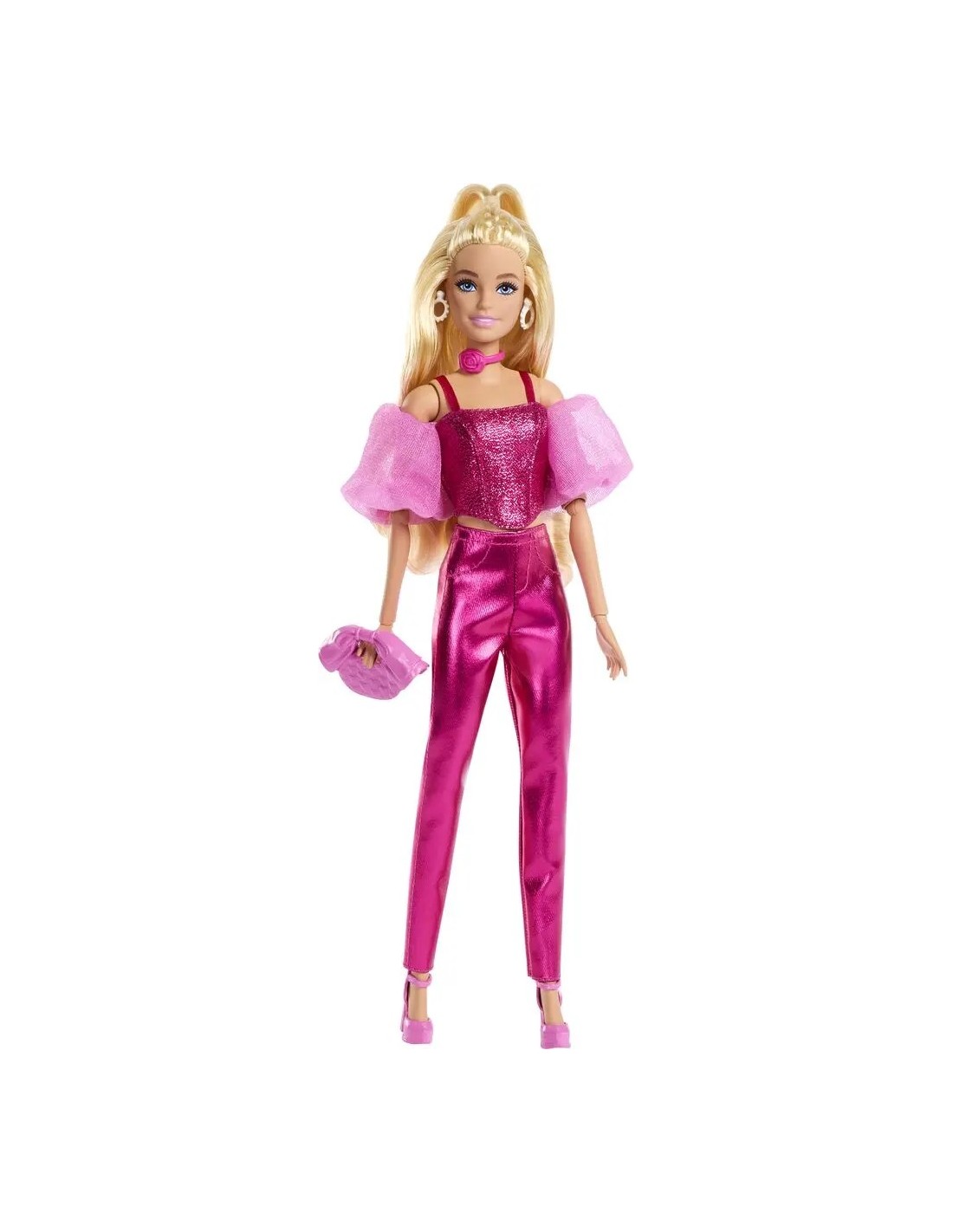GIOCATTOLO PUBBLICIZZATO: vendita online Barbie Fashionista Deluxe Metallic Bionda – Abito Rosa Metallizzato e Accessori in o...