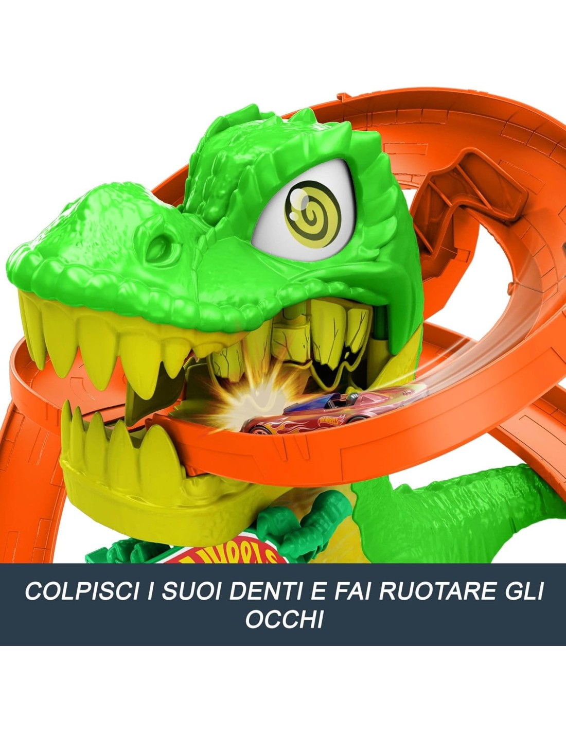 GIOCATTOLO PUBBLICIZZATO: vendita online Hot Wheels City T-Rex Battaglia Infuocata – Playset Pista con Dinosauro e Veicolo in...