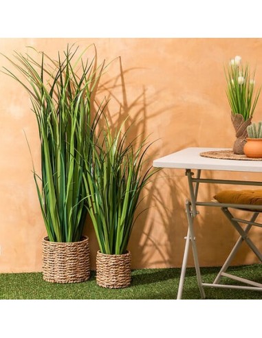 PIANTE E FIORI CON VASO: vendita online Mazzo lino Zya, alto 122 cm, verde, vaso fibre naturali, dimensioni 96x96x122 cm in o...
