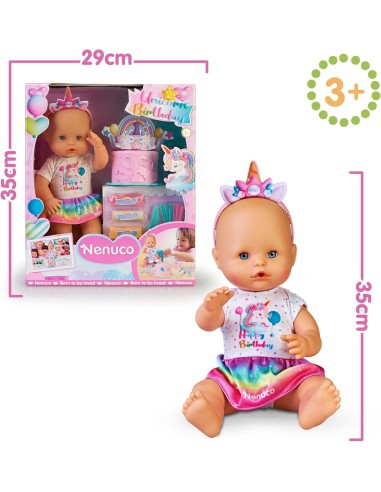 GIOCATTOLO PUBBLICIZZATO: vendita online Nenuco Unicorn Birthday Famosa – Bambola Compleanno con Torta Personalizzabile in of...