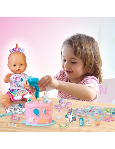 GIOCATTOLO PUBBLICIZZATO: vendita online Nenuco Unicorn Birthday Famosa – Bambola Compleanno con Torta Personalizzabile in of...
