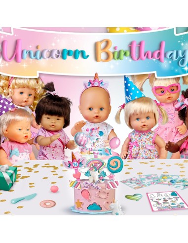 GIOCATTOLO PUBBLICIZZATO: vendita online Nenuco Unicorn Birthday Famosa – Bambola Compleanno con Torta Personalizzabile in of...