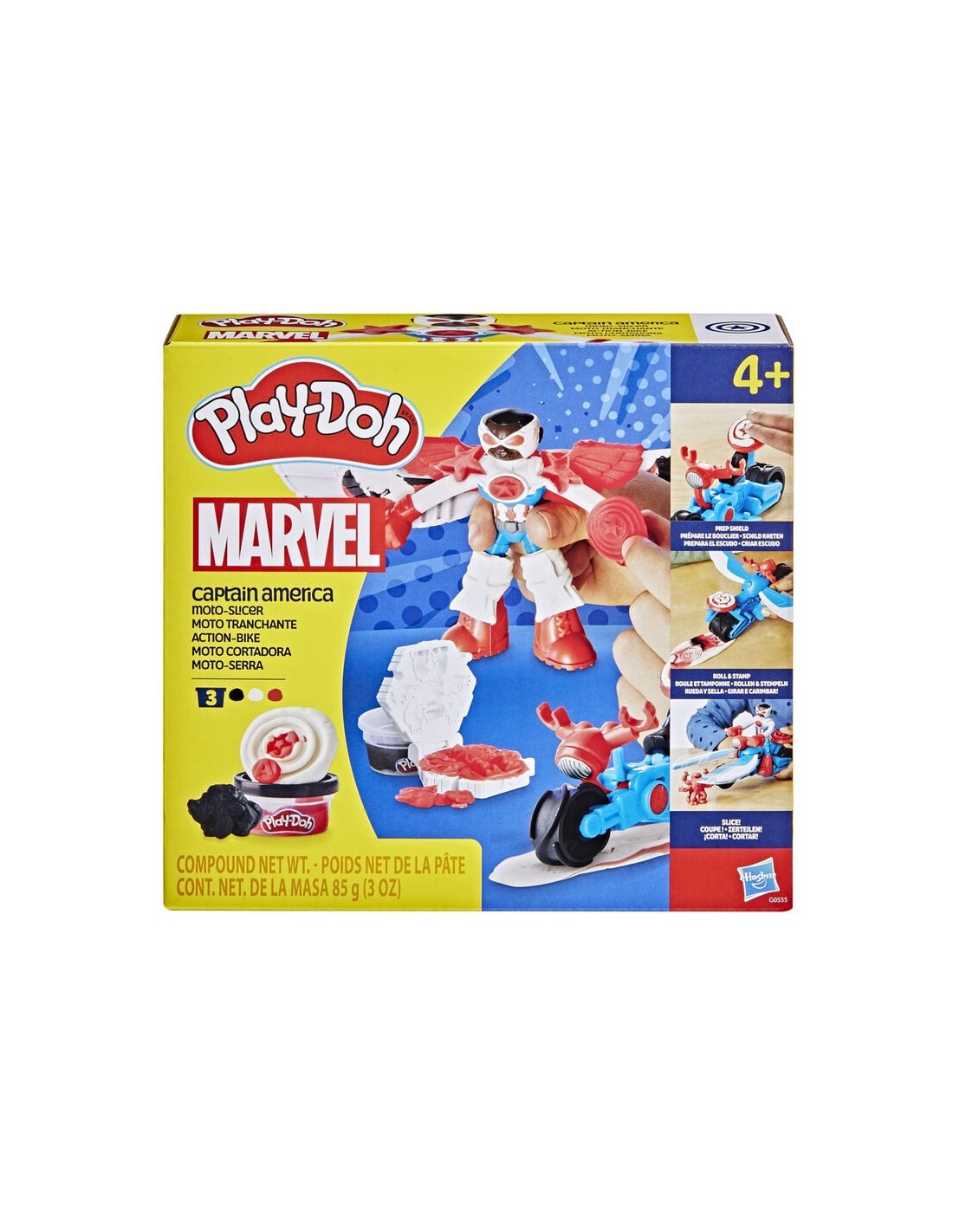 Play-Doh Capitan America Moto Slicer con 3 vasetti | shopincasa.it