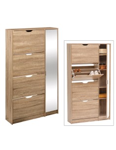 SCARPIERA 202304 4 CASSETTI CON SPECCHIO 85X23X155CM LEGNO BEIGE