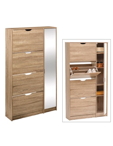 SCARPIERA 202304 4 CASSETTI CON SPECCHIO 85X23X155CM LEGNO BEIGE