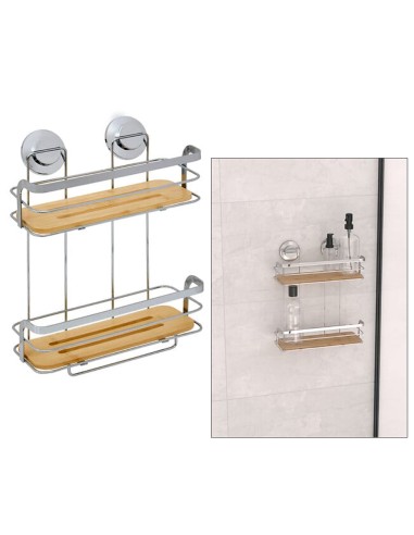 MENSOLA BAGNO DOPPIA 211450 VENTERRA 25X13X35CM BAMBOO/METALLO