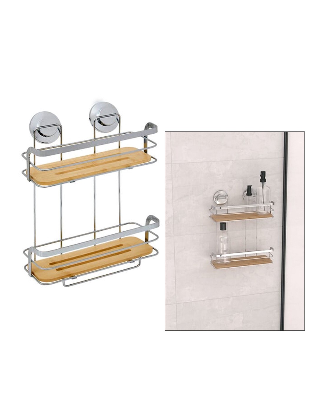 MENSOLA BAGNO DOPPIA 211450 VENTERRA 25X13X35CM BAMBOO/METALLO