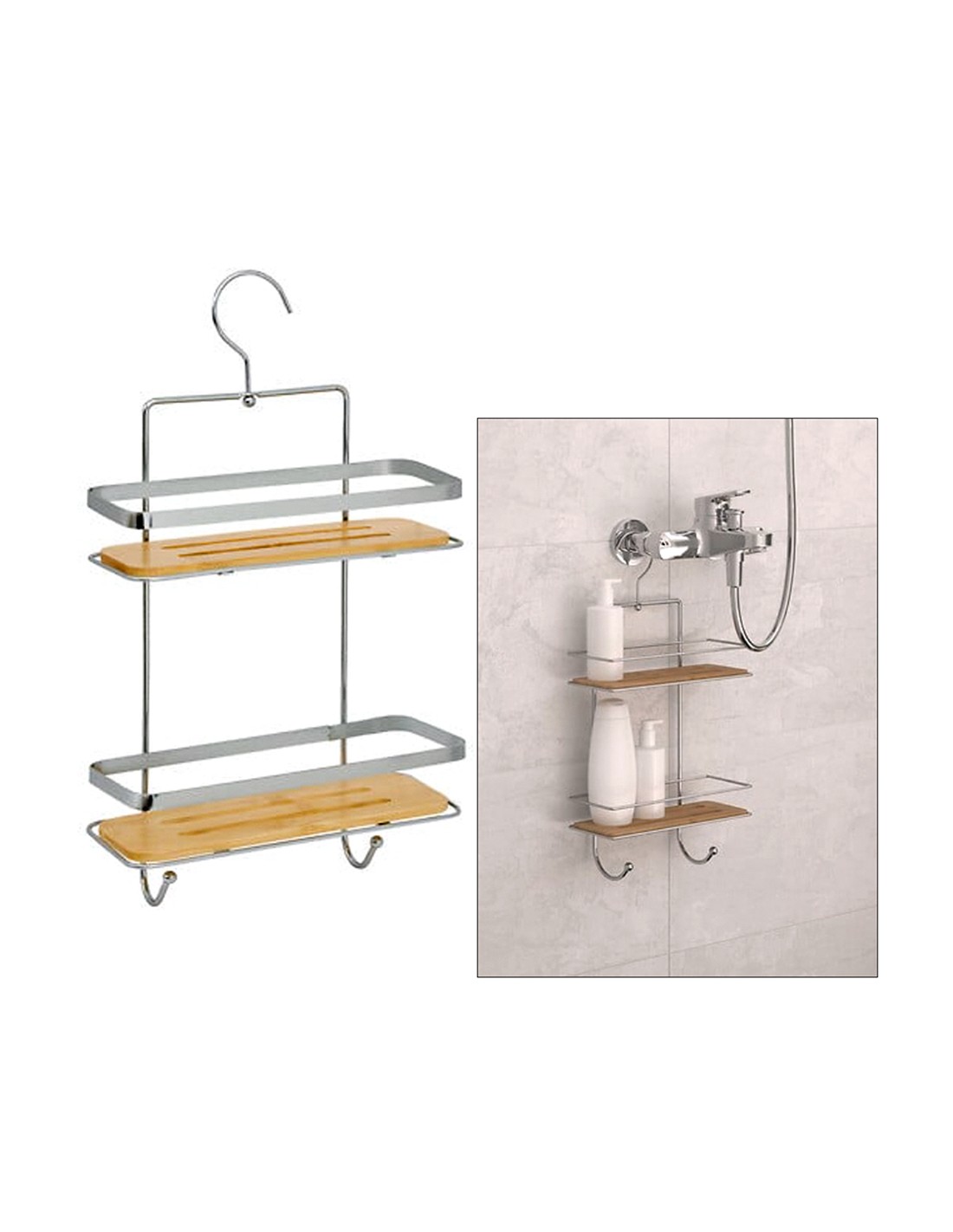 MENSOLA BAGNO DOPPIA 211451 VENTERRA 25X10X36CM METALLO/BAMBOO