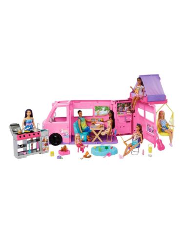 Barbie Camper dei Sogni con barbecue cambia colore e tenda sul tetto | shopincasa.it