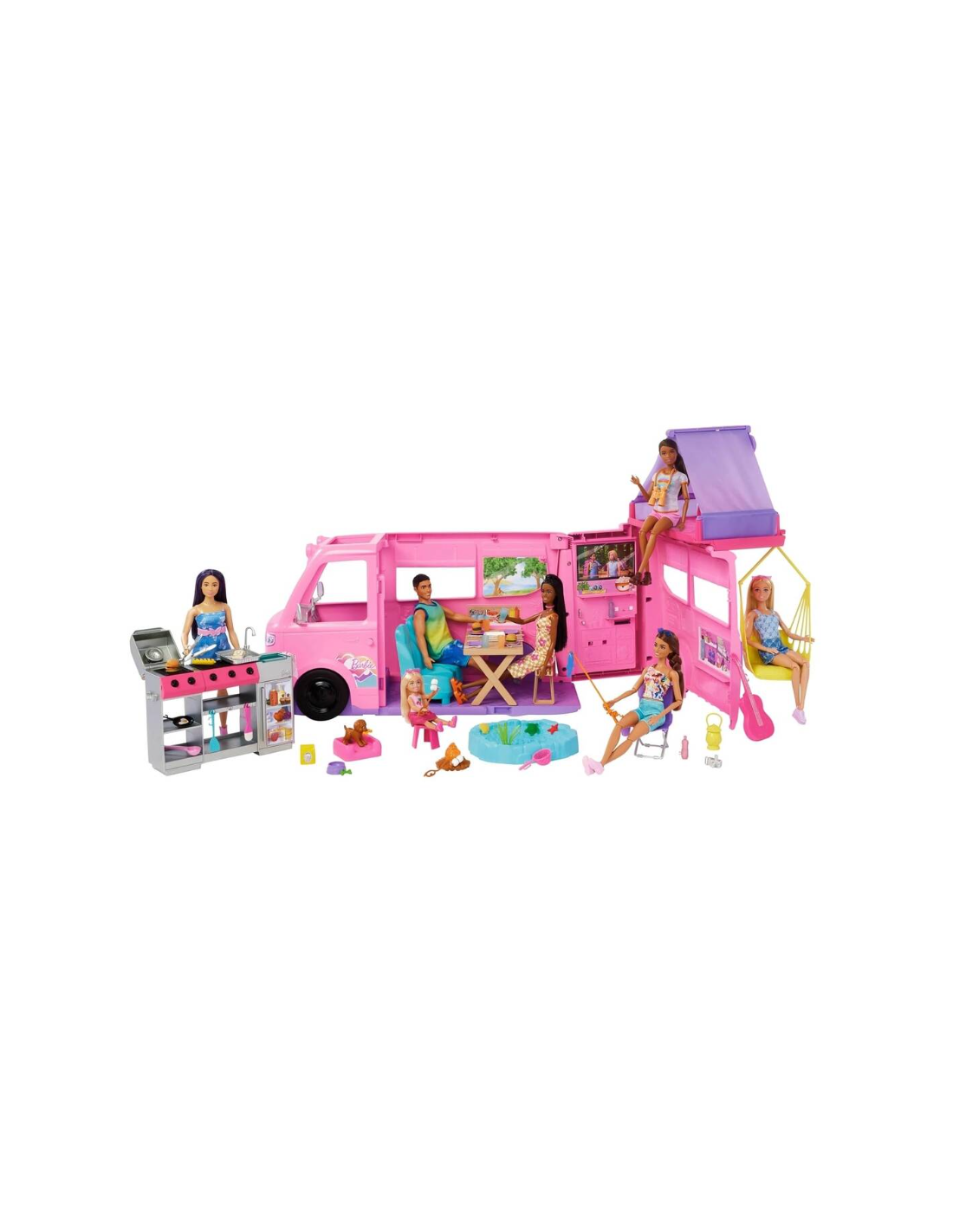 Barbie Camper dei Sogni con barbecue cambia colore e tenda sul tetto | shopincasa.it