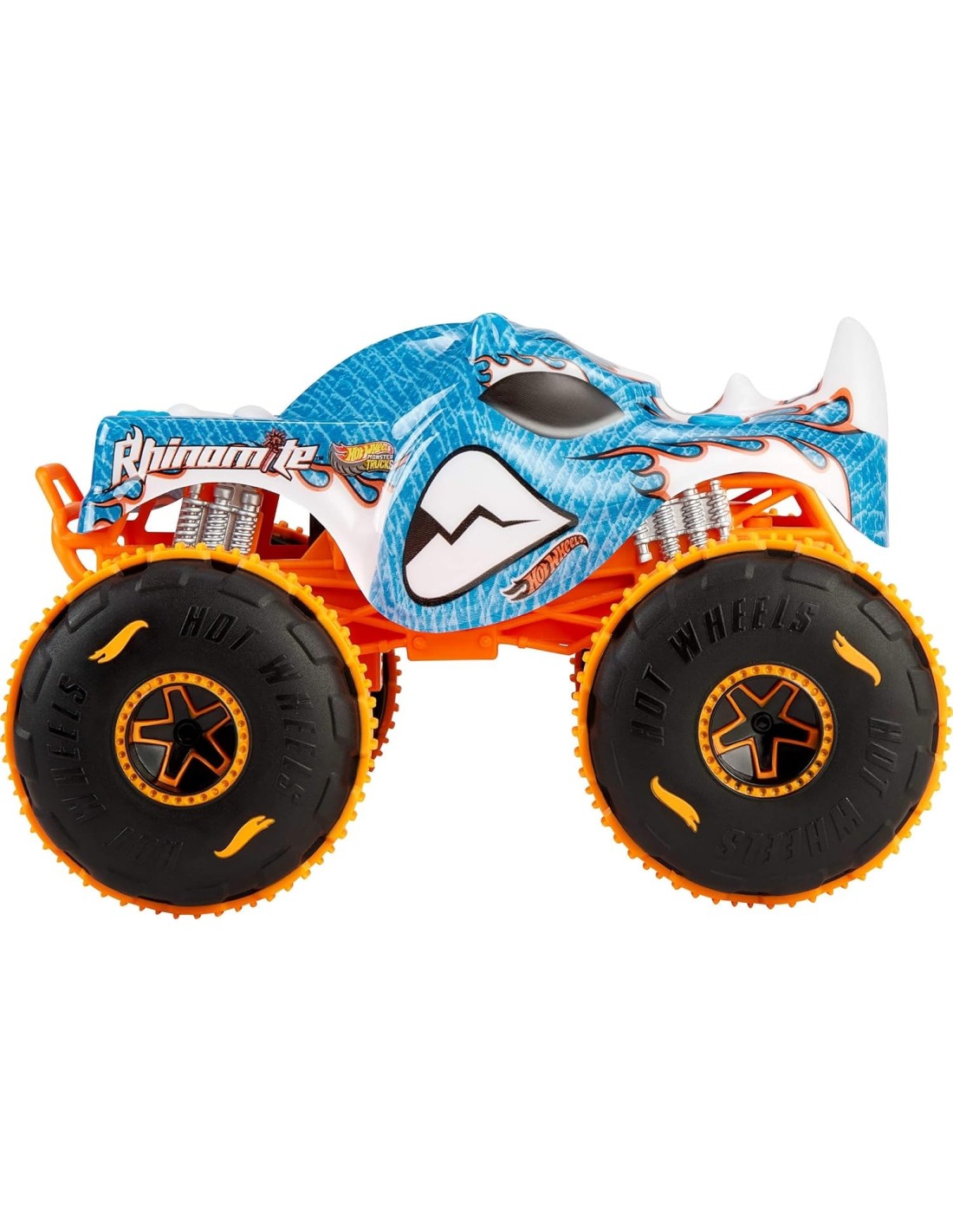 Hot Wheels Monster Trucks RC 1:24 Rhinomite con sterzo anteriore e pneumatici Grip Action | shopincasa.it