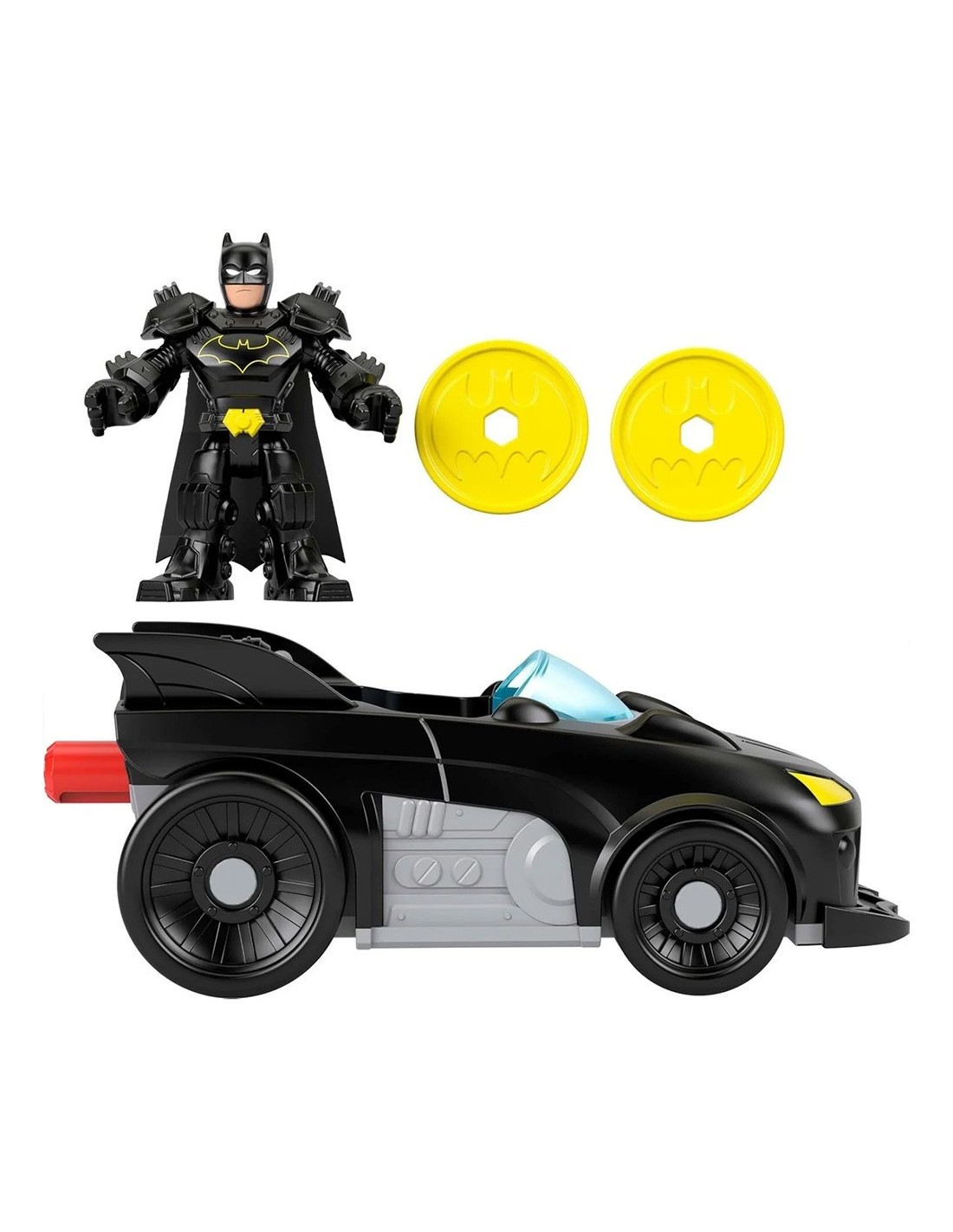 Imaginext DC Super Friends Metal Force Batmobile con luci e suoni, Batman, lanciatore e dischi | shopincasa.it