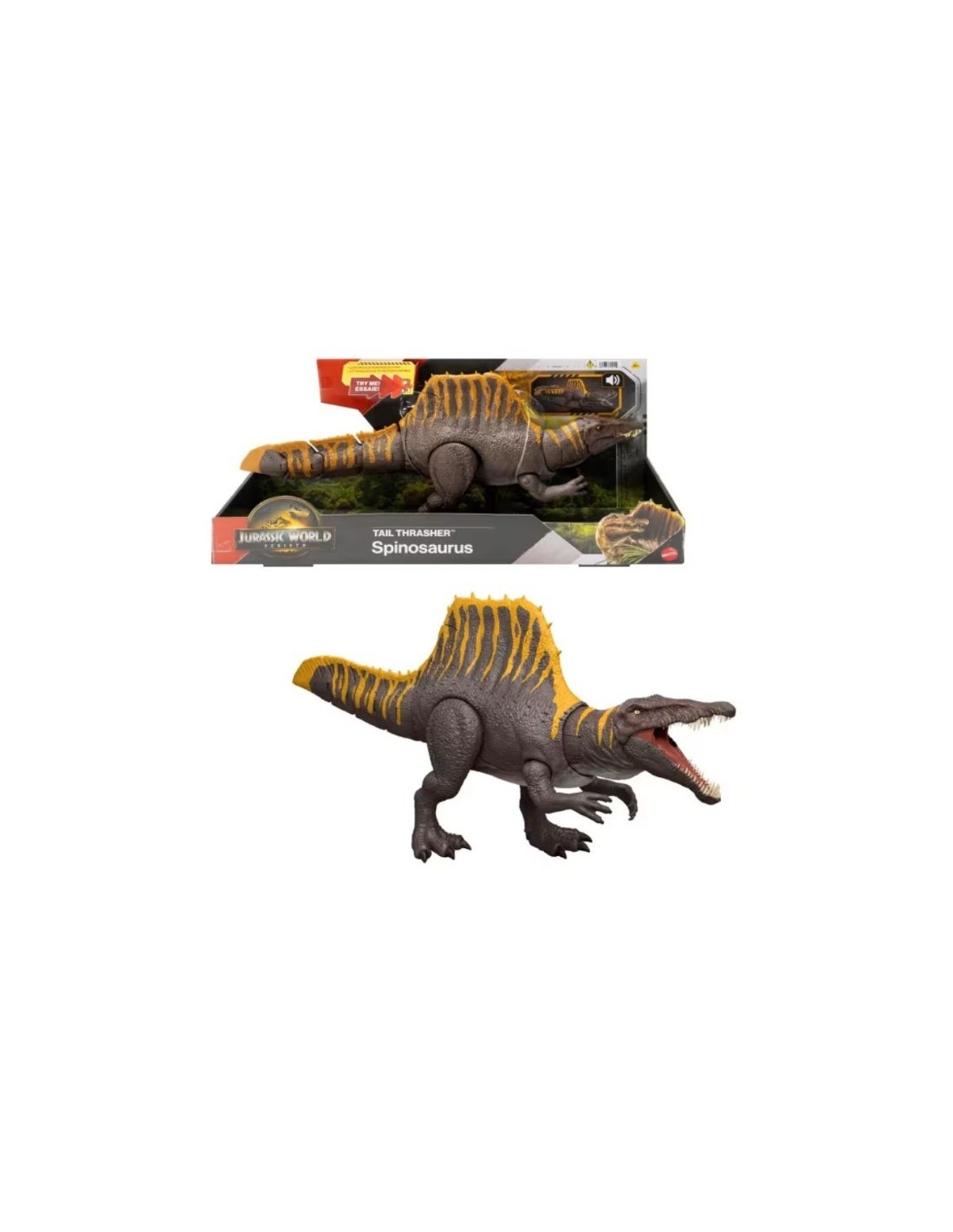 Jurassic World Spinosauro Attacco Furioso con pinna dorsale e coda mobili JGB56 | shopincasa.it