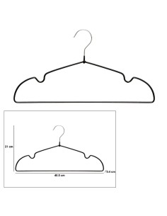 CONF 20 GRUCCE 209361 HANG'UP NERO 40X21CM PVC/METALLO