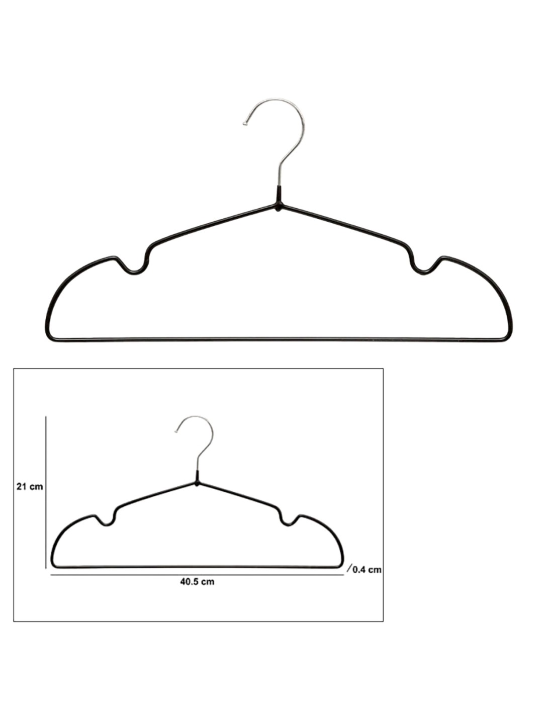 CONF 20 GRUCCE 209361 HANG'UP NERO 40X21CM PVC/METALLO
