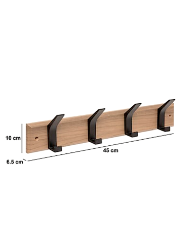 APPENDIABITI PARETE 209386A ZINY 4P MARRONE 45X10CM MDF/ALLUMINIO