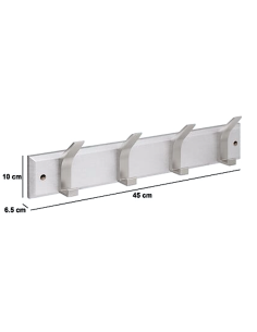 APPENDIABITI PARETE 209386B ZINY 4P ARGENTO 45X10CM ALLUMINIO/MDF