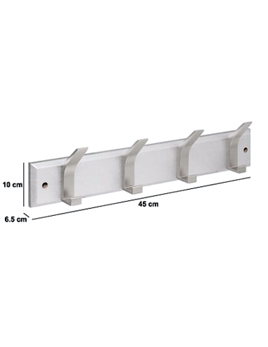 APPENDIABITI PARETE 209386B ZINY 4P ARGENTO 45X10CM ALLUMINIO/MDF