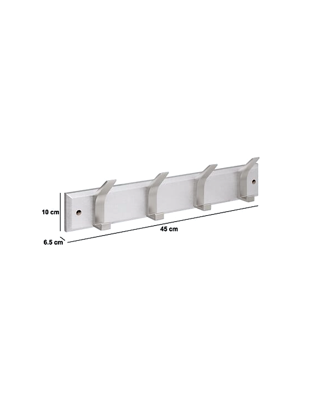 APPENDIABITI PARETE 209386B ZINY 4P ARGENTO 45X10CM ALLUMINIO/MDF