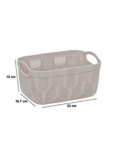 CESTINO 212704A LEAF BEIGE 23X17X12CM PLASTICA
