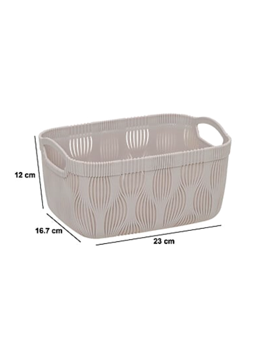 CESTINO 212704A LEAF BEIGE 23X17X12CM PLASTICA