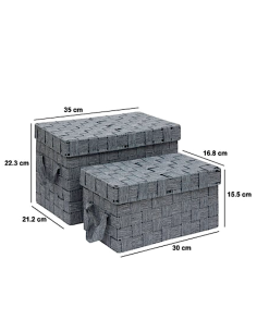 SCATOLA 213343A 2 MIS LISE GRIGIO 35X21X22CM POLIESTERE