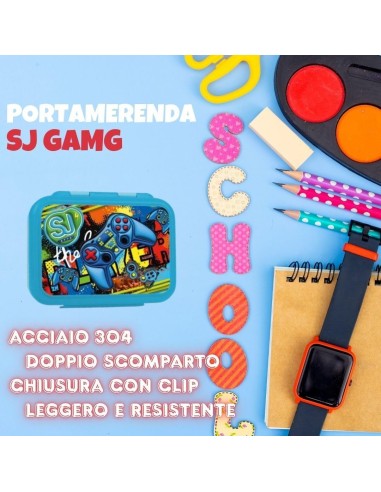 THERMOS E PORTAVIVANDE: vendita online SJ Gang, Porta Merenda, Game Boy, per Scuola Elementare, 16x12x7 cm, Acciaio 304, Dopp...