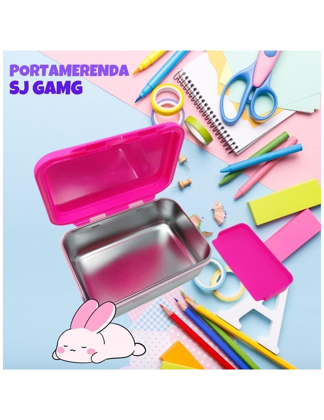 THERMOS E PORTAVIVANDE: vendita online SJ Gang, Porta Merenda, Bunny Love Girl, per Scuola Elementare, 16x12x7 cm, Acciaio 30...