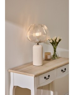 ILLUMINAZIONE: vendita online Lampada Phylas, D. 27,5 cm, A. 45,5 cm, ceramica beige, design moderno, arredo elegante in offerta 2