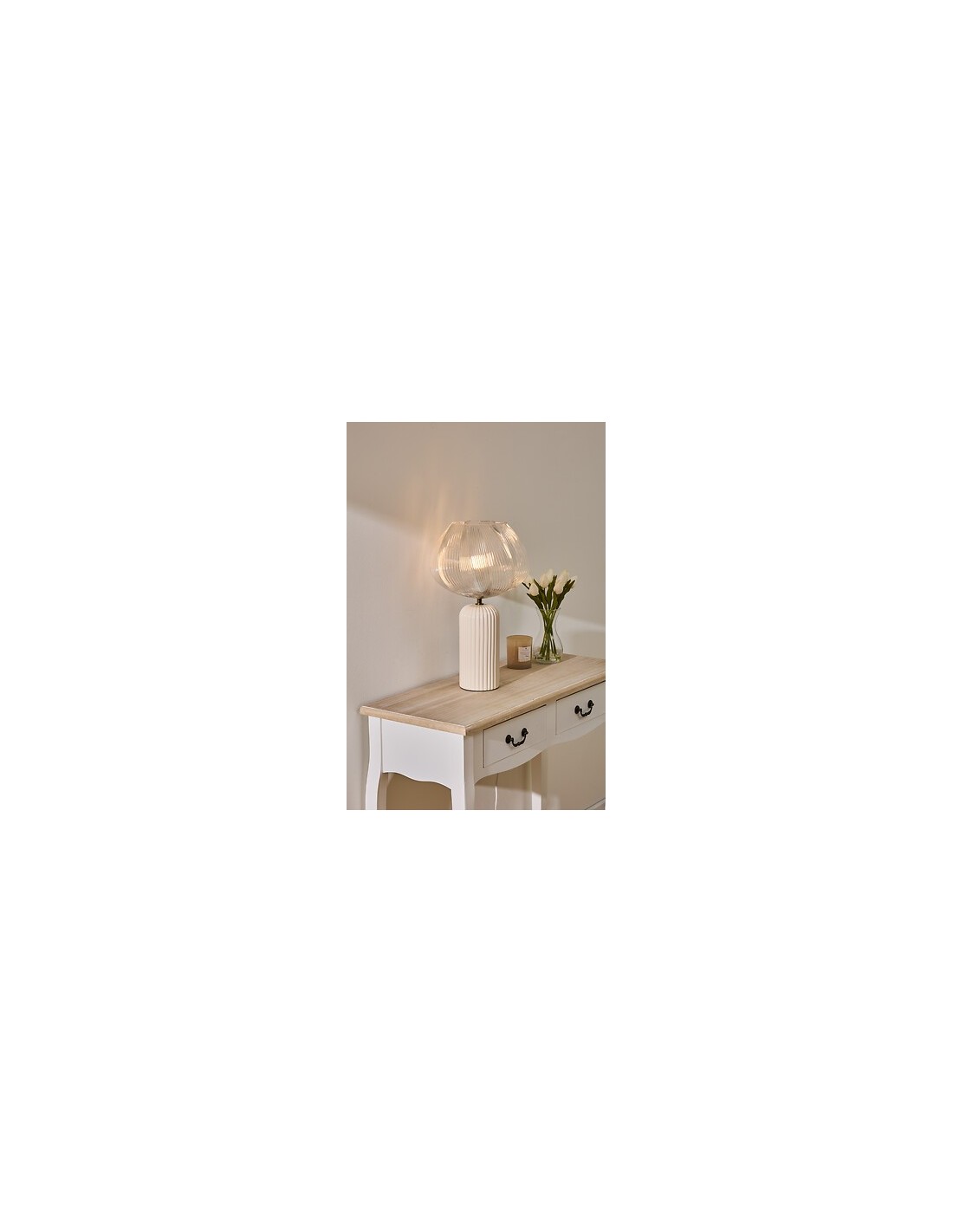 ILLUMINAZIONE: vendita online Lampada Phylas, D. 27,5 cm, A. 45,5 cm, ceramica beige, design moderno, arredo elegante in offerta