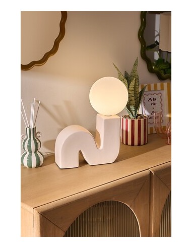 ILLUMINAZIONE: vendita online Lampada Sibil, H. 33,5 cm, L. 28,4 cm, terracotta beige, boule opaline, ceramica e vetro in off...