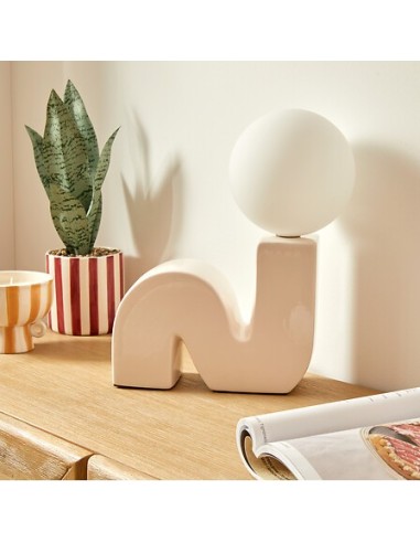 ILLUMINAZIONE: vendita online Lampada Sibil, H. 33,5 cm, L. 28,4 cm, terracotta beige, boule opaline, ceramica e vetro in off...