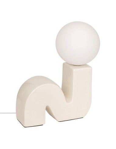 ILLUMINAZIONE: vendita online Lampada Sibil, H. 33,5 cm, L. 28,4 cm, terracotta beige, boule opaline, ceramica e vetro in off...