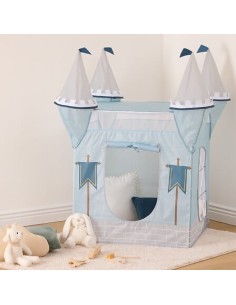 OGGETTISTICA: vendita online Tenda castello bambini, blu, L. 130 cm, P. 78 cm, H. 78 cm, leggera, con porta avvolgibile in of...