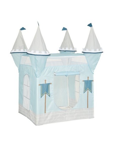 OGGETTISTICA: vendita online Tenda castello bambini, blu, L. 130 cm, P. 78 cm, H. 78 cm, leggera, con porta avvolgibile in of...