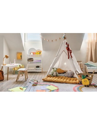 TAVOLI: vendita online Tavolo Buldy, L. 68,5 cm, P. 46,5 cm, H. 43 cm, piano reversibile, bianco, tavolino giochi bambini in ...