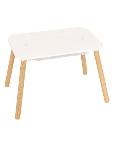 TAVOLI: vendita online Tavolo Buldy, L. 68,5 cm, P. 46,5 cm, H. 43 cm, piano reversibile, bianco, tavolino giochi bambini in ...