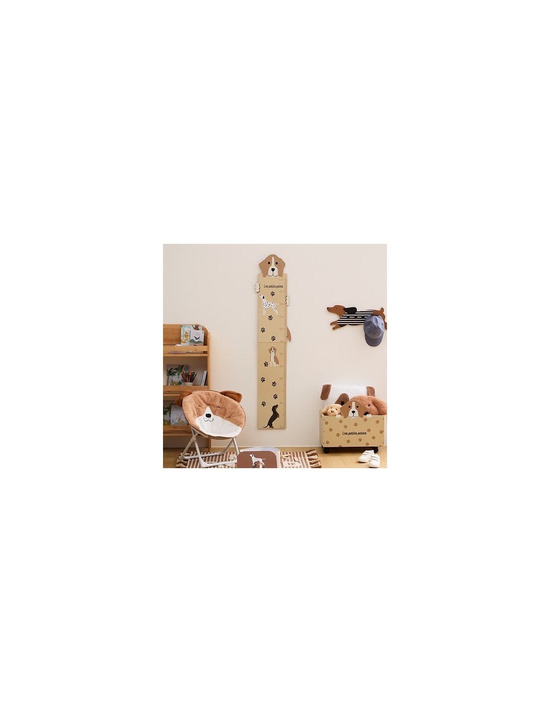 OGGETTISTICA: vendita online Metro da parete, cane Scott, legno MDF beige, H. 140 cm, L. 29 cm, decorazione bambini in offerta