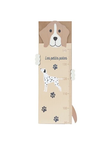 OGGETTISTICA: vendita online Metro da parete, cane Scott, legno MDF beige, H. 140 cm, L. 29 cm, decorazione bambini in offerta
