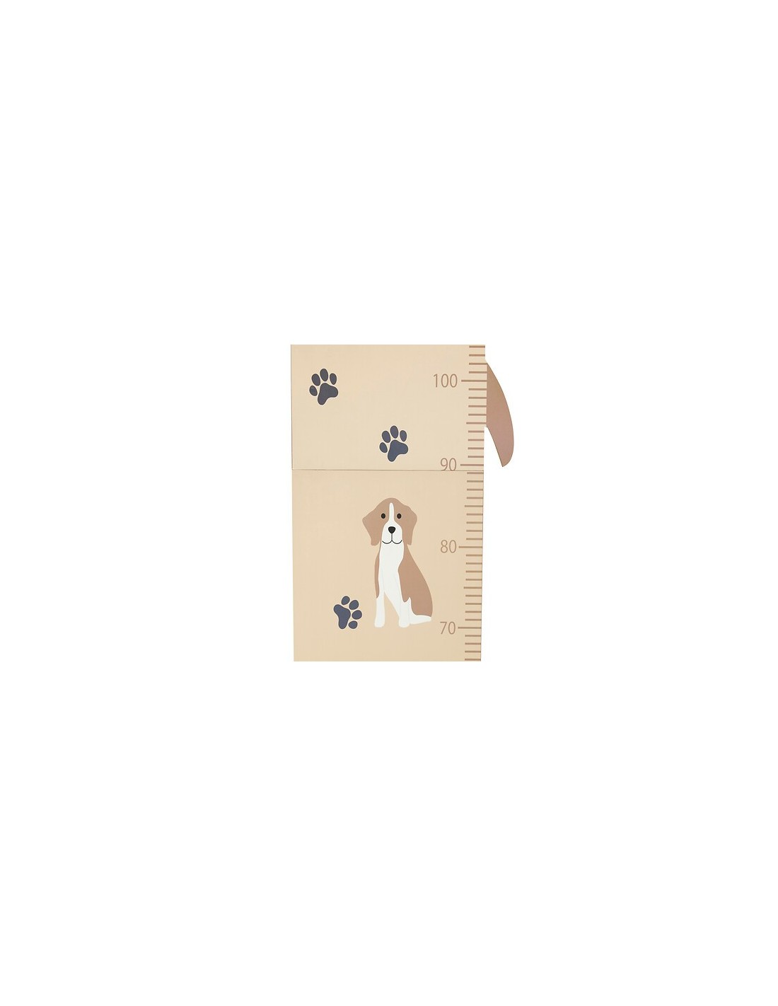 OGGETTISTICA: vendita online Metro da parete, cane Scott, legno MDF beige, H. 140 cm, L. 29 cm, decorazione bambini in offerta