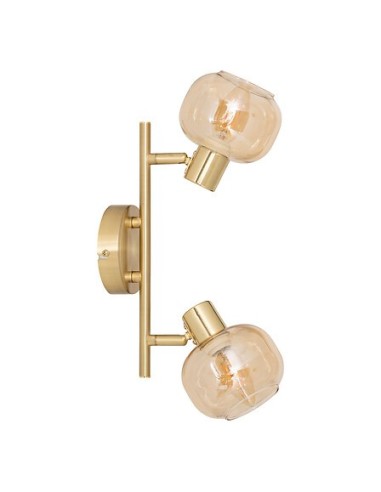 ILLUMINAZIONE: vendita online Applique 2 luci, Pilia, metallo, vetro ambra, L. 28 x P. 11 x H. 19 cm, spot orientabili in off...
