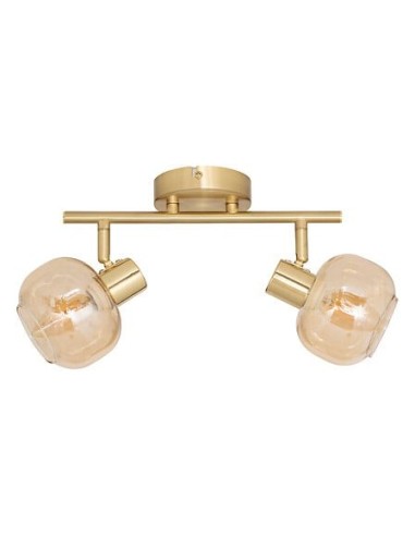 ILLUMINAZIONE: vendita online Applique 2 luci, Pilia, metallo, vetro ambra, L. 28 x P. 11 x H. 19 cm, spot orientabili in off...