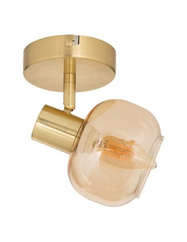 ILLUMINAZIONE: vendita online Applique Pilia, metallo dorato, vetro ambra, diametro 10 cm, spot orientabile in offerta